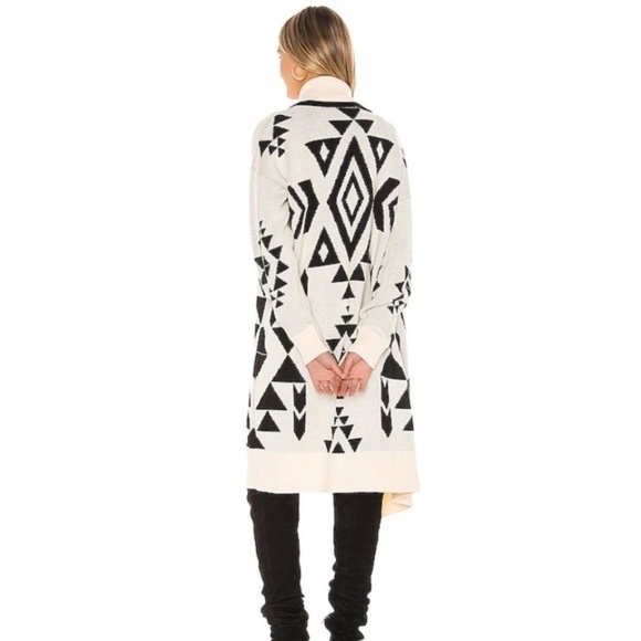 BLANK NYC Aztec Print Longline Cardigan Sweater Ivory Black Knit Tribal Small - Picture 8 of 14